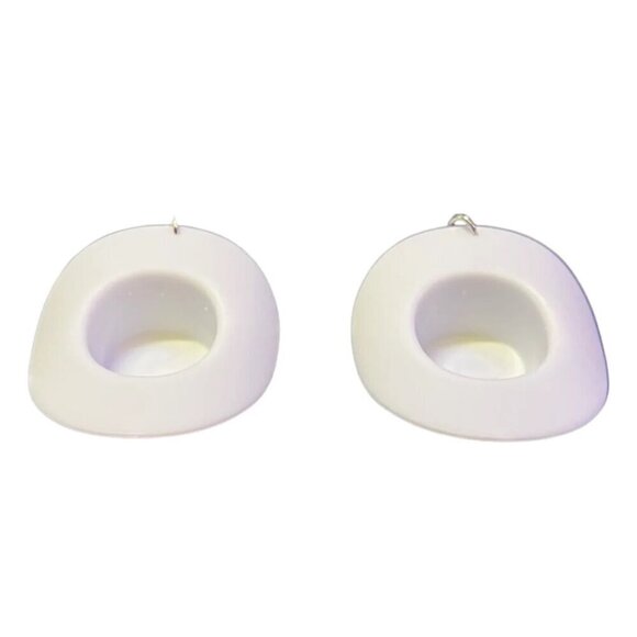 White Fun & Funky Disco Cowboy Hat Earrings - Picture 2 of 3